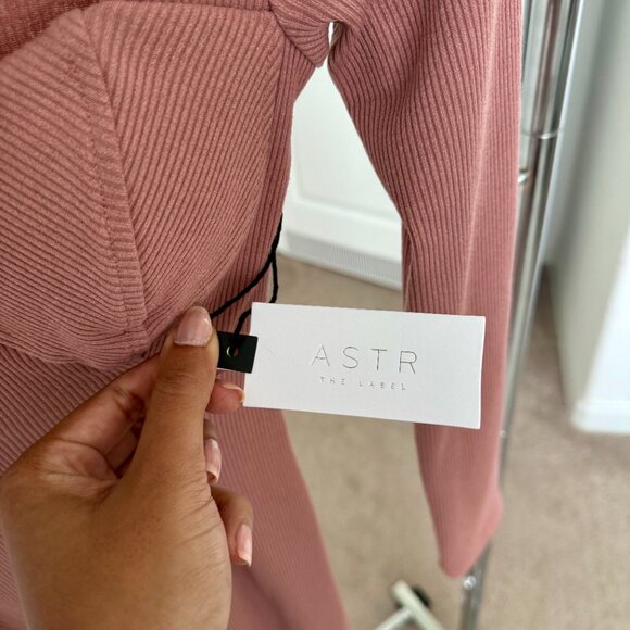 NEW ASTR the Label Blush Pink Ribbed Bustier Mini Dress | XS Hook & Eye Bodycon - Picture 9 of 9